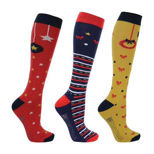 Hy Equestrian Christmas Decorations Socks (Pack of 3)