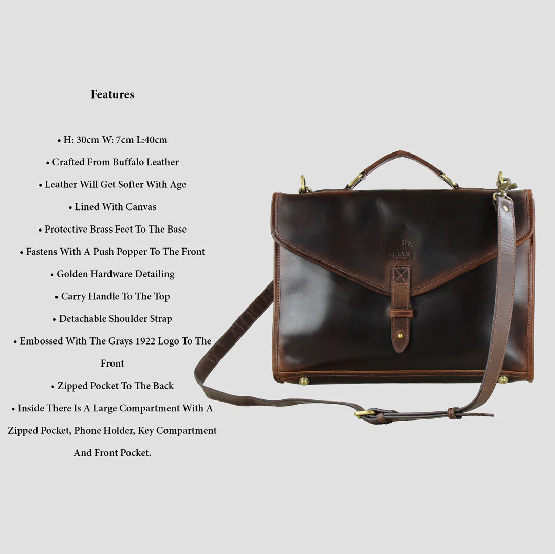 Adam 1922 Brief Case Natural Leather Brown