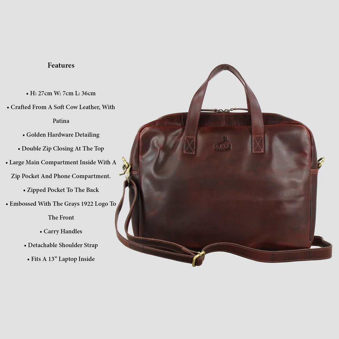 Adam 1922 Zip Top Case Dark Brown