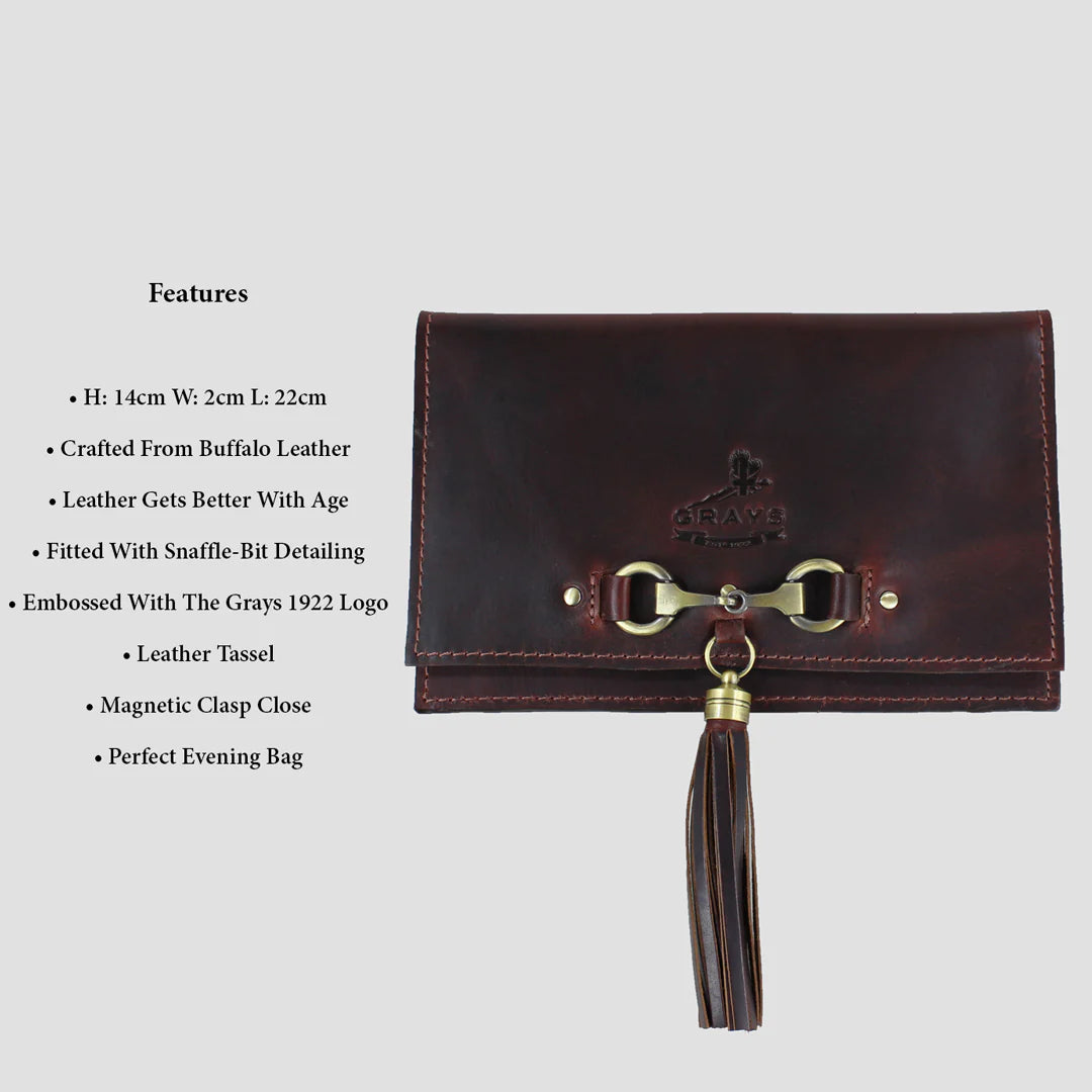 Abigail Tassel Clutch In Natural Leather Brown