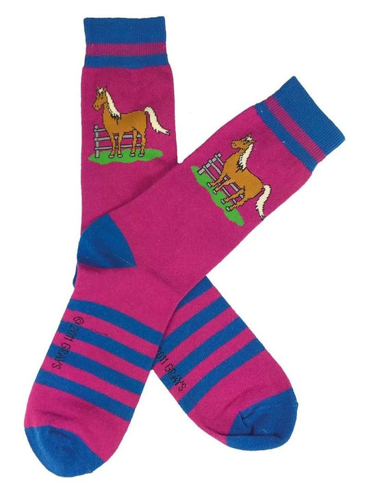 Adult Cotton Socks - Don't Fence Me In - (purple/blue)