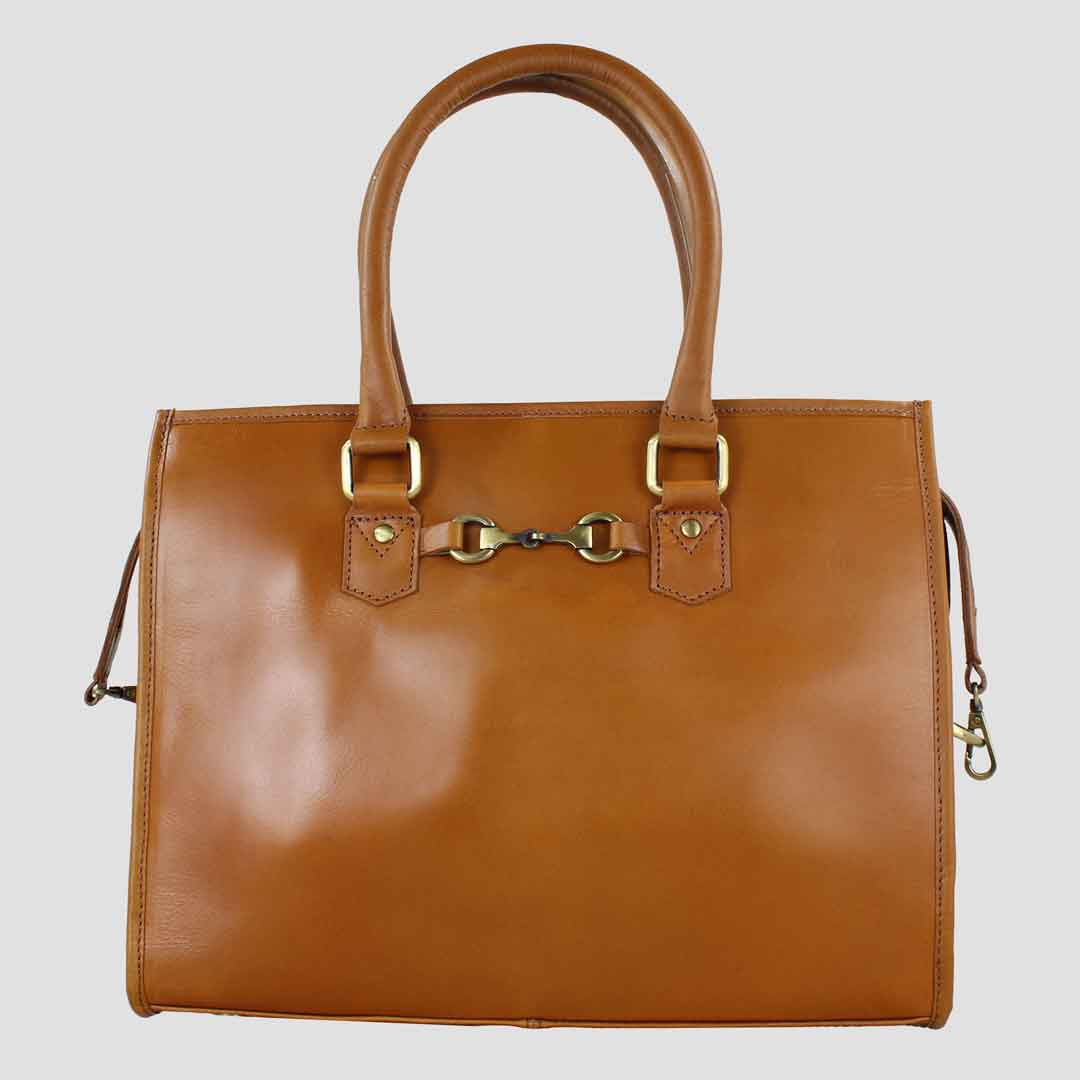 Abigail Snaffle Handbag Antique Tan With Suede