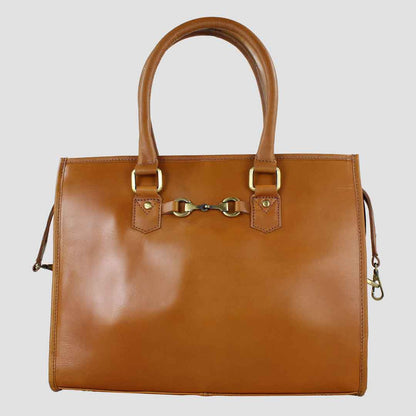 Abigail Snaffle Handbag Antique Tan With Suede