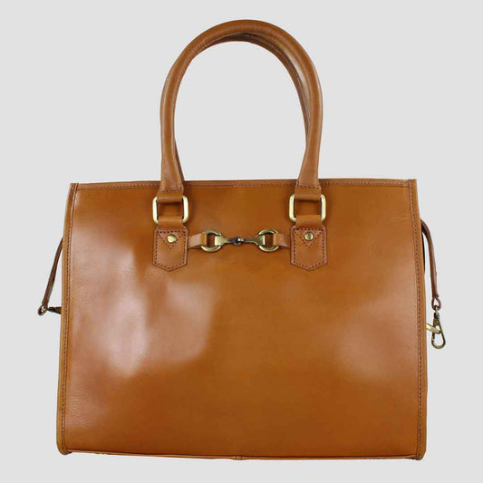 Abigail Snaffle Handbag Antique Tan With Suede