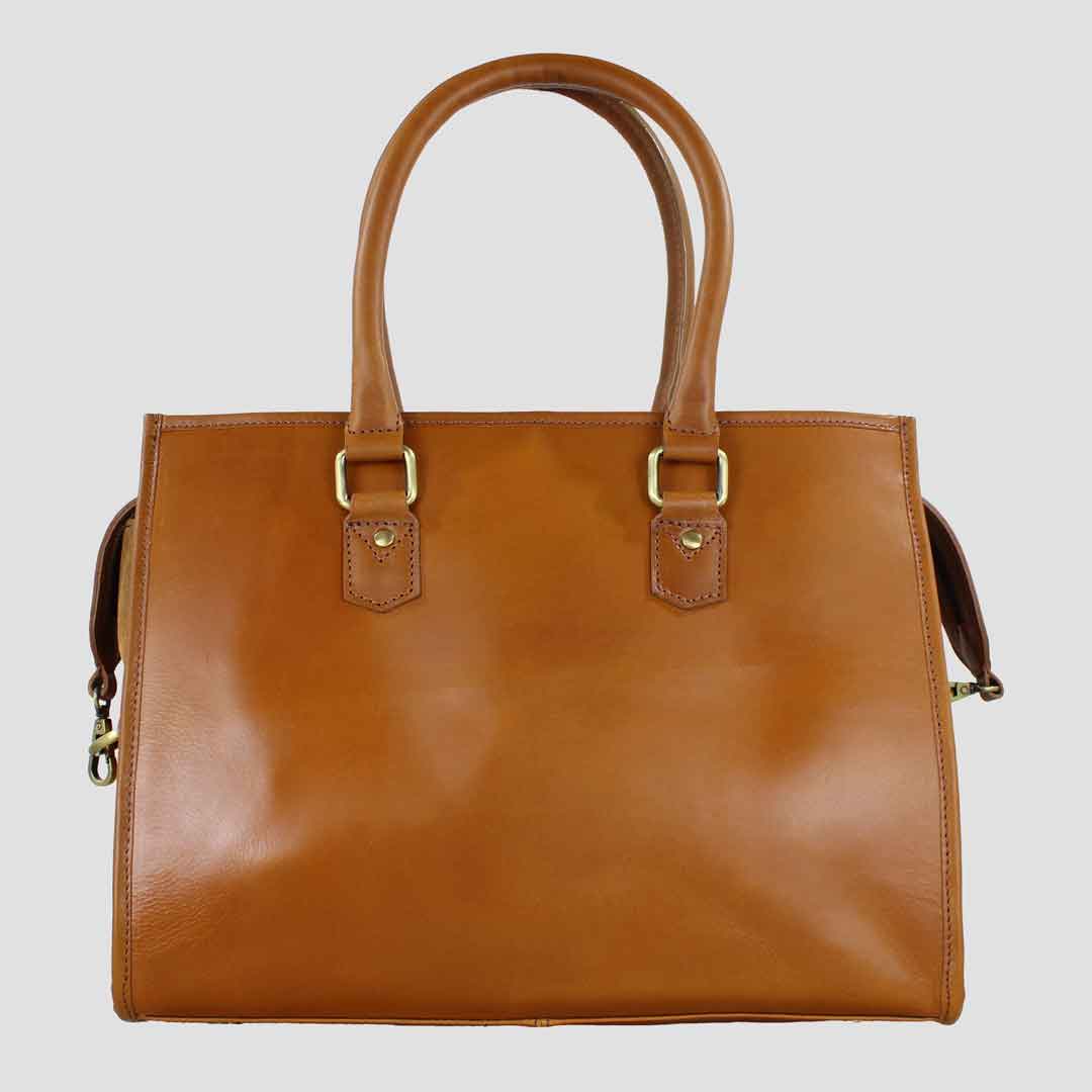 Abigail Snaffle Handbag Antique Tan With Suede