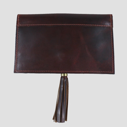Abigail Tassel Clutch In Natural Leather Brown