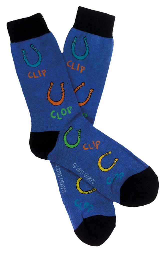 Adult Cotton Socks - Clip Clop-(blue/black)