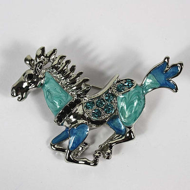 Blue Horse Brooch