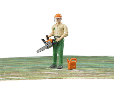 Forestry worker with accessories